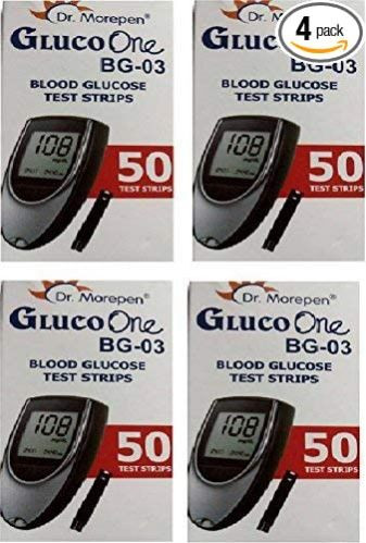 Dr. Morepen BG-03 Blood Glucose Test Strips (Multicolor) - Pack Of 200 Strips