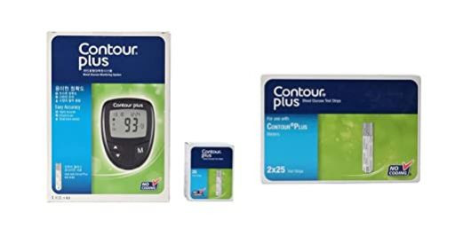 Contour Plus Blood Glucose Monitoring System Glucometer With 75 Blood Glucose Test Strips (Pack of 25 + 50 Strips) | Multicolour