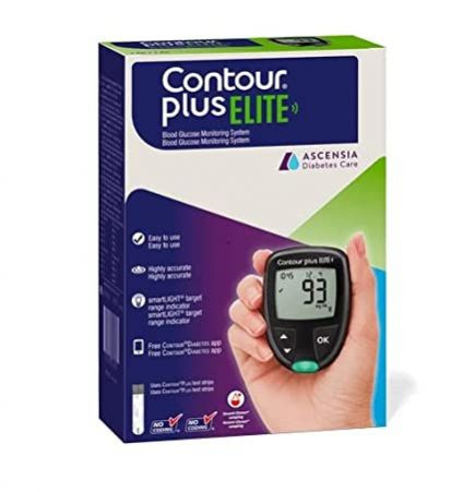 Contour Plus Elite Blood Glucose Monitoring System With 25 Free Blood Glucose Test Strips (Multicolor)