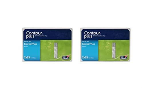 Contour Plus Blood Glucose Test Strips (Multicolor) - 2 Pack of 50 Strips Each